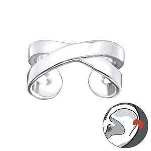 Sterling Silver Criss-Cross Ear Cuff – No Piercing Sleek Wrap Band